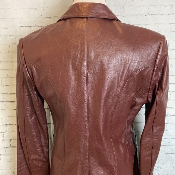 Wilsons Leather Vintage 70s Leather Jacket Blazer Sz 10 Maroon Boho Retro Hippie - Picture 12 of 16